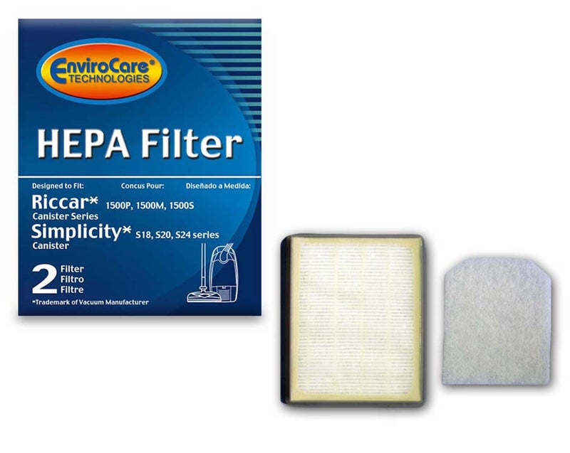 EnviroCare Replacement HEPA Vacuum Filters for Riccar: RF15, 1500P, 1500M, 1800S and Simplicity: S24, S20, S18 2 Filters - Image 1